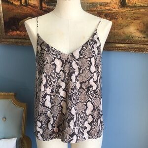 H&M snake skin print V neck spaghetti straps camisole top size 4 beige/brown